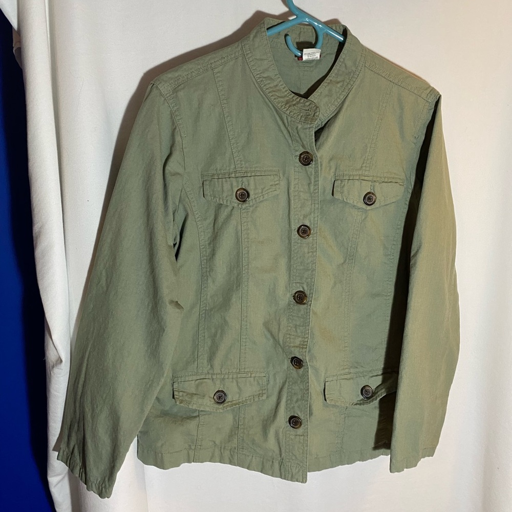 Tudor Court by Haband womens lightweight jacket size medium, olive green